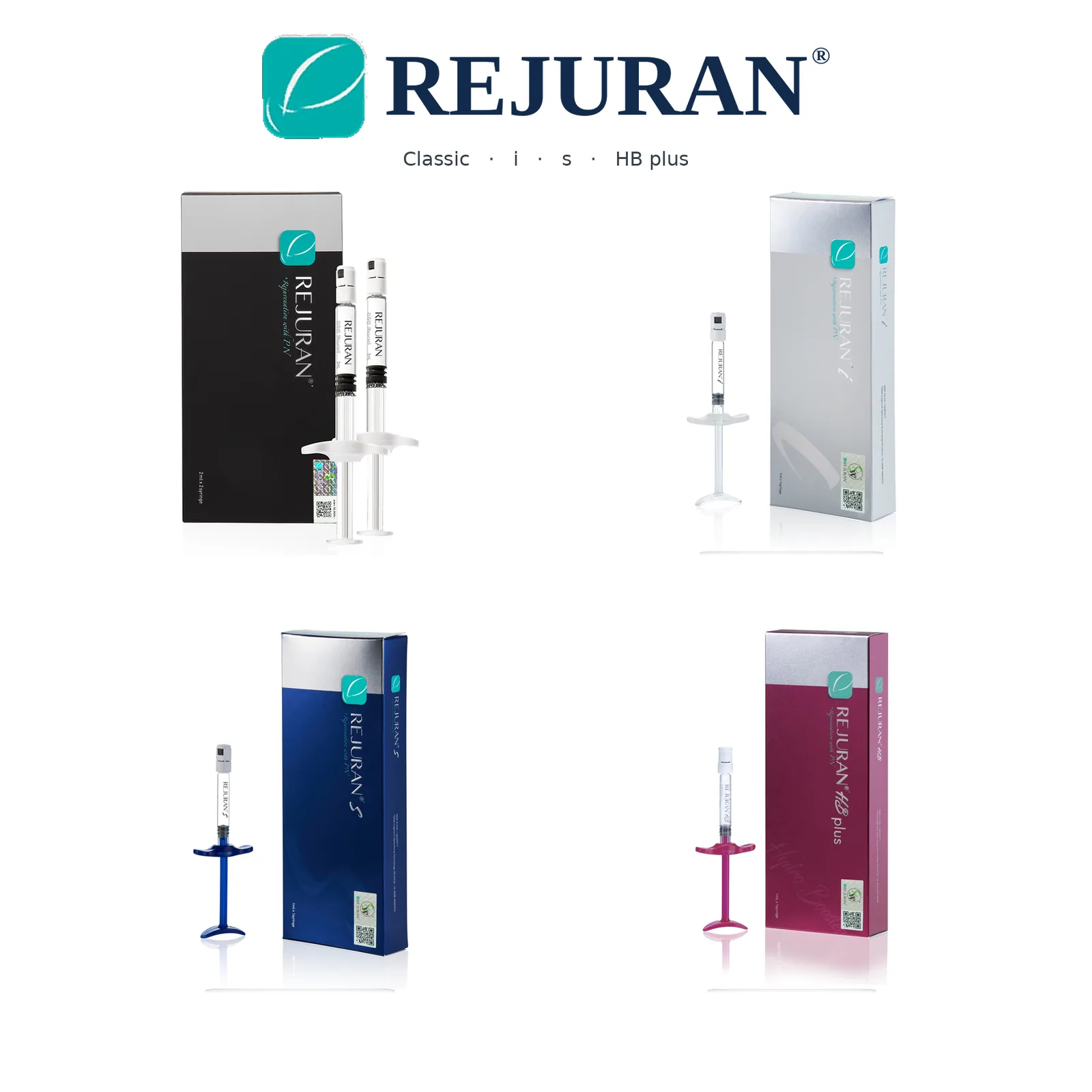 Rejuran Classic, i, s, and HB plus PN skin-booster lineup